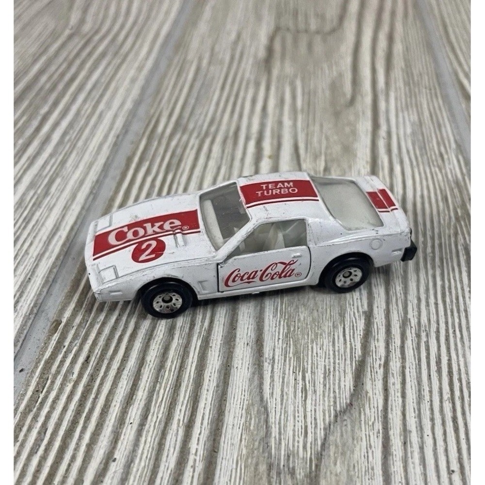 Vintage 1988 Hartoy Coca-Cola Team Turbo Diecast Car White Red Coke 2 Toy Car